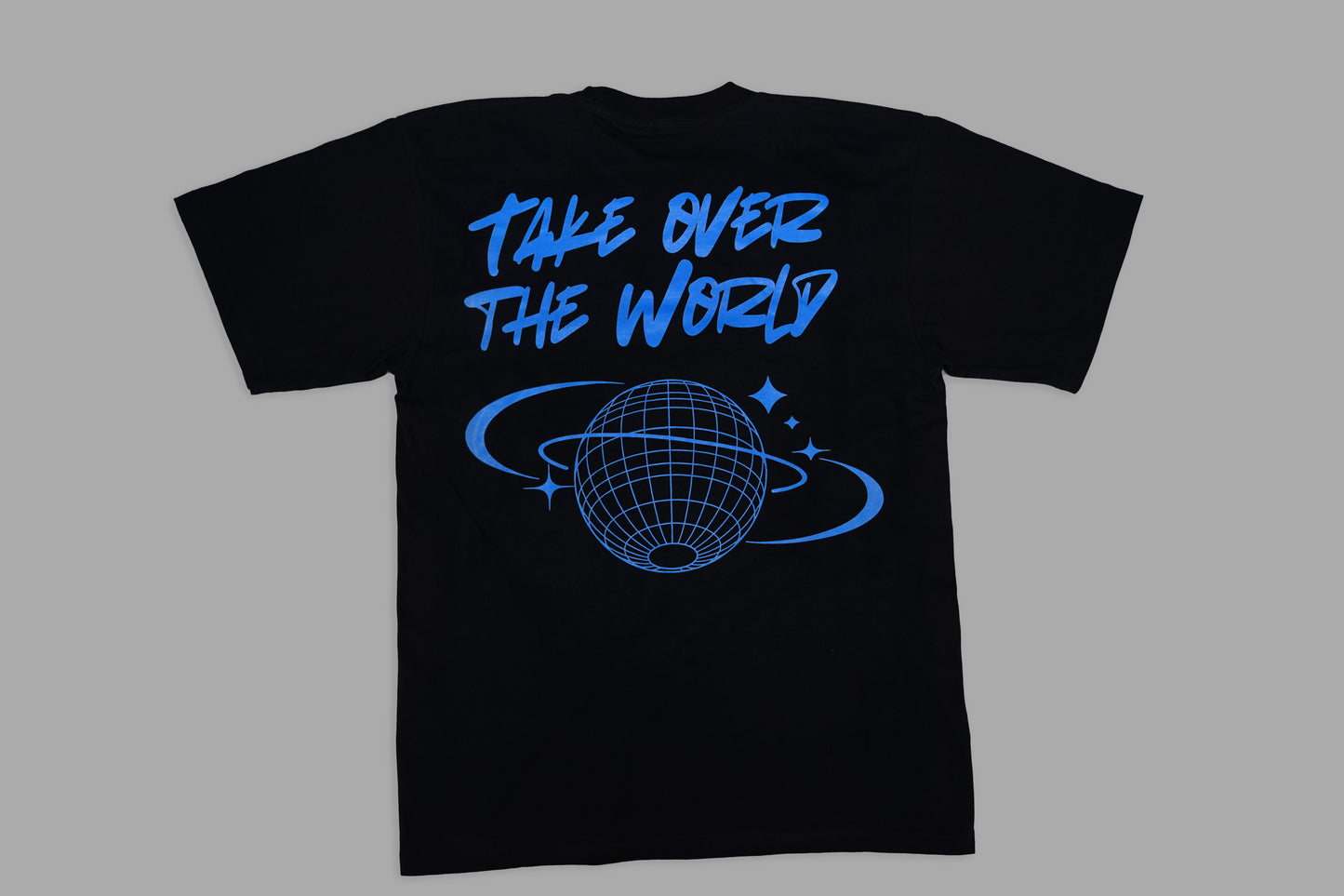 “TAKE OVER THE WORLD” Black/Blue T-Shirt