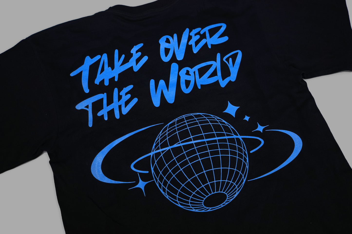 “TAKE OVER THE WORLD” Black/Blue T-Shirt